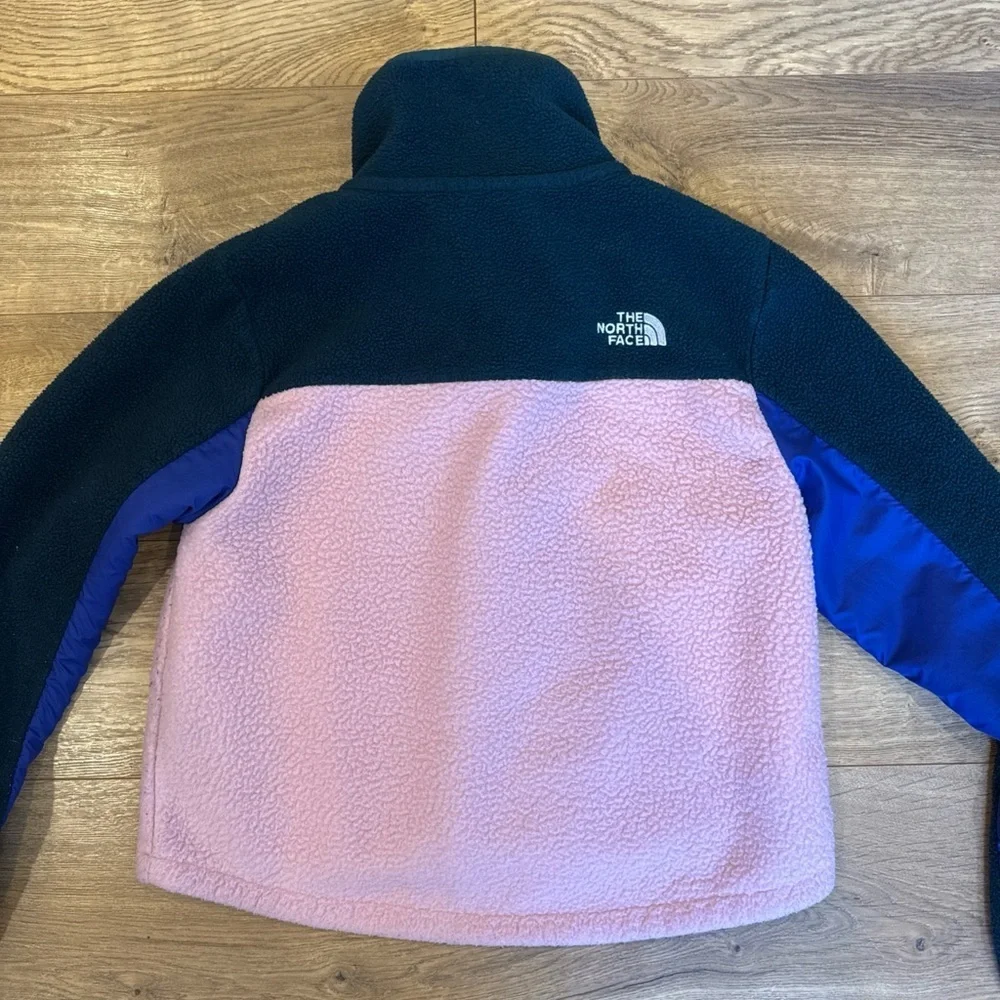 The North Face Girl’s Large 12 Snap Fleece Mashup Jacket Pink/Green/Blue